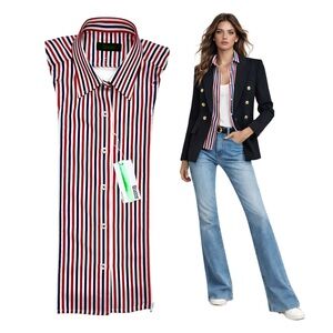 NWT Brunne DICKEY Compatible with Veronica Beard Blazer Button Down Shirt 00-14